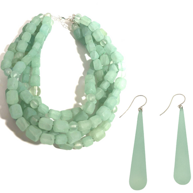 Mint Green Frosted Beaded Sylvie Jewelry Set