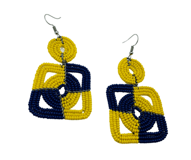 Zulu Earrings-Navy Blue & Yellow