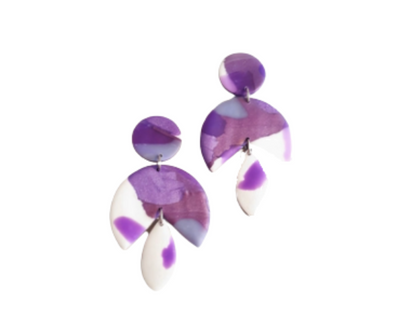 Purple Semi Circle Dangle Earrings