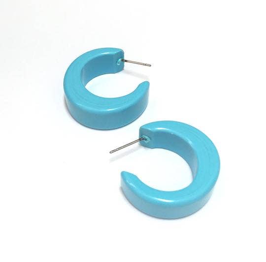 Turquoise Chunky Mod Lucite Hoop Earrings