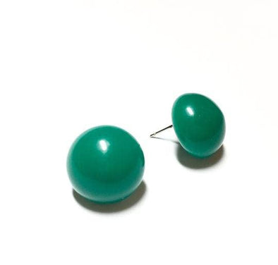 Petroleum Green Retro Button Studs