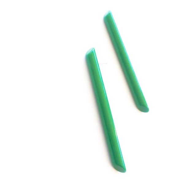 Green Lucite Stick Earrings