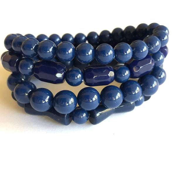 Navy Blue Quartz & Lucite Jewelry Set