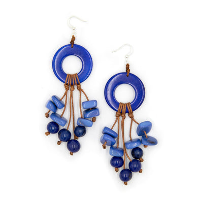 Light Blue and dark blue earrings made from tagua