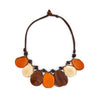 Adriana Necklace with Orange, tan, and brown tagua pieces.  