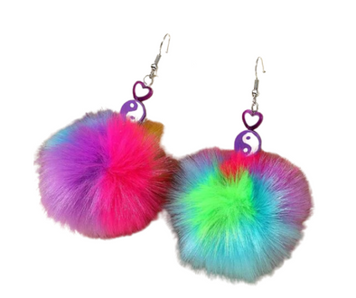 Colorful Puff Ball Earrings