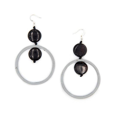 Gray & Black Hoop Earrings