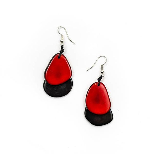 Oro Necklace & Fiesta Earrings-Red, Black, Tan