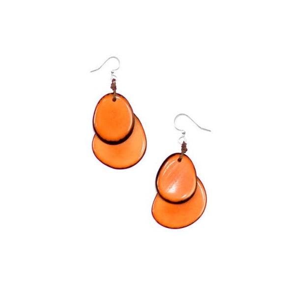 Orange Fiesta Earrings made from tagua.