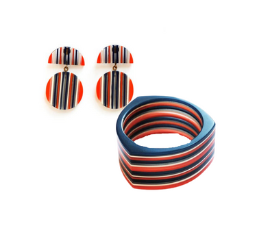 Striped Earring & Bangle Set