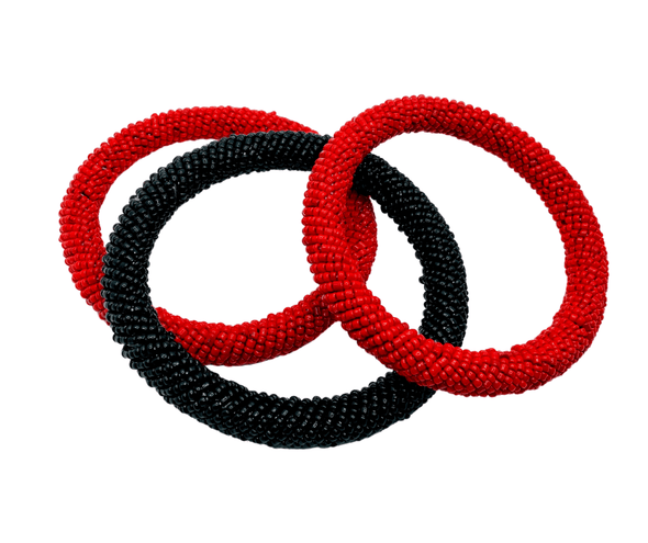 Maasai Beaded Bracelets-Red & Black