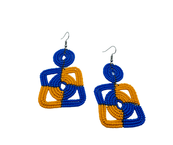 Zulu Earrings-Orange & Blue