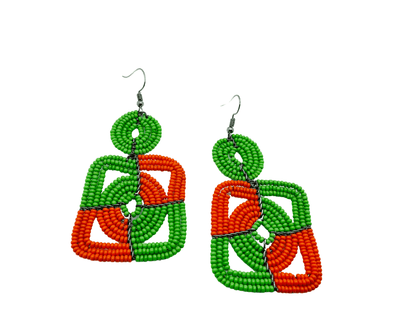 Zulu Earrings-Green & Orange
