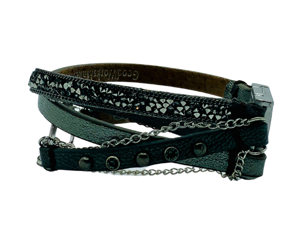 You Are Beautiful-Gray Leather Bracelet