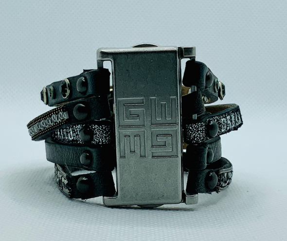 Believe Anything Is Possible/Multi Message-Dark Gray Leather Bracelet