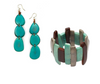 Turquoise Earrings and Brown and Turquiose Bracelet