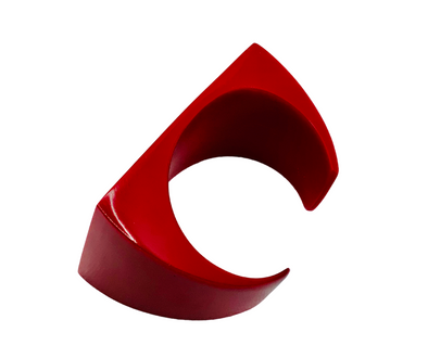Bright red cuff bracelet; Retangular on top; made of resin