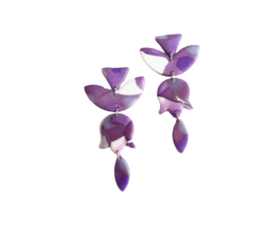 Purple Rose Dangle Earrings