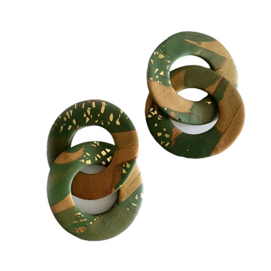 Olive Double Linked Hoops