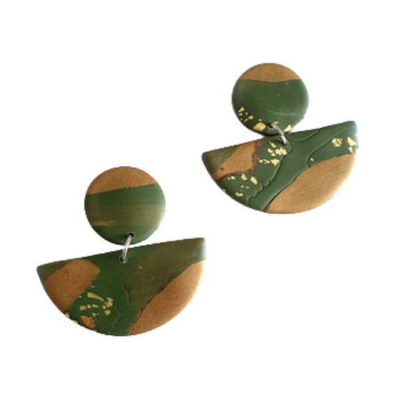 Olive Semi-Circle Earrings