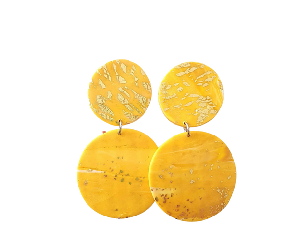 Marigold Circular Polymer Clay Earrings
