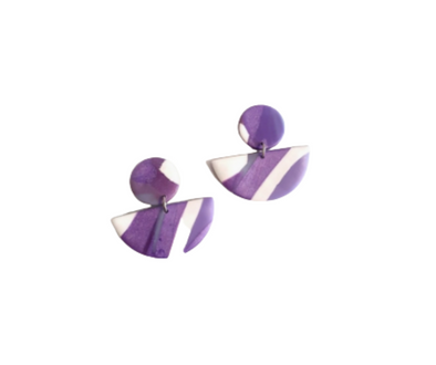 Purple Semi Circle Earrings