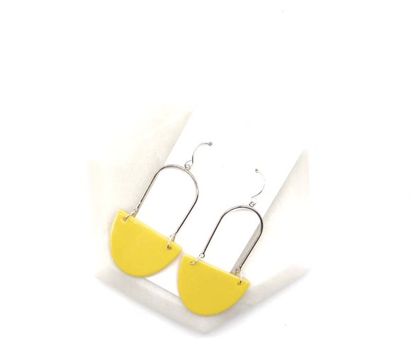 Yellow Deco Acrylic Swing Earrings